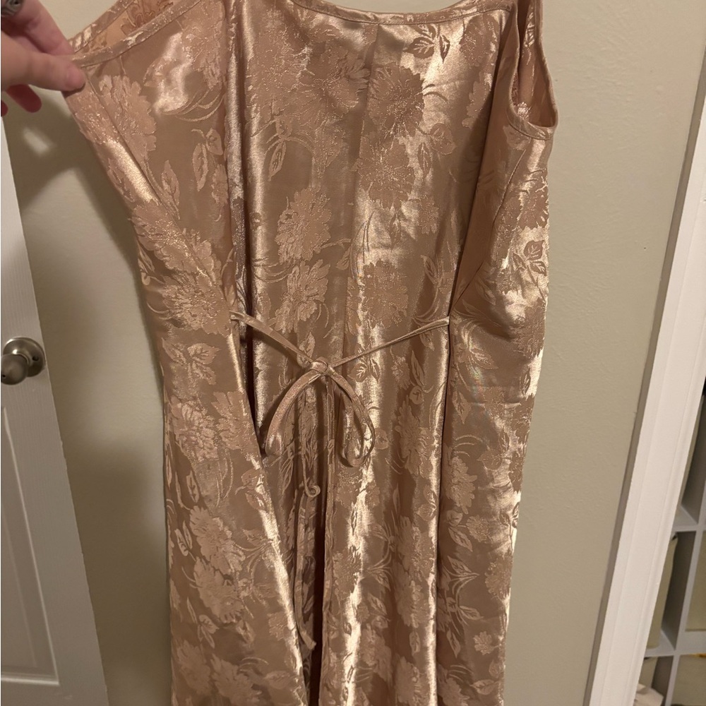 Lane Bryant Champagne Floral Satin Dress